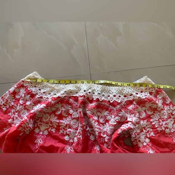 Flying Tomato Summer Tropical floral crochet orange White top plus Size 2X - Picture 6 of 16